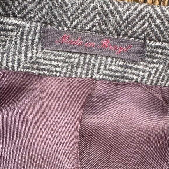 Adolfo Men's 46R Wool Herringbone Trench Coat - Picture 5 of 11